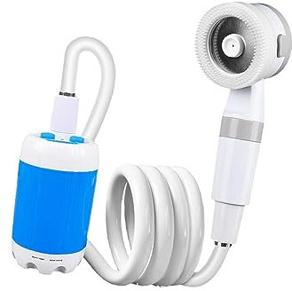 Fenteer Tragbare Außendusche mit Schlauch, kompakte Campingdusche, Handbrause, elektrische Dusche, Campingdusche für Reisen, Wandern, Strandbaden