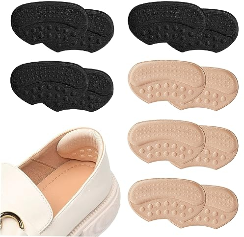 KEYRI 6 Pares esponja Taloneras para Zapatos Protector Talon, Antideslizante Plantillas Autoadhesivas Antirrozaduras Parche Disponible para Hombres y Mujeres (3 Negro + 3 Beige)