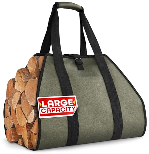 VIKROM Log Carrier for Firewood - Canvas Firewood Log Carrier - Outdoor Log Holder - Fire Wood Carrier Canvas Bag - Firewood Carriers with Handles