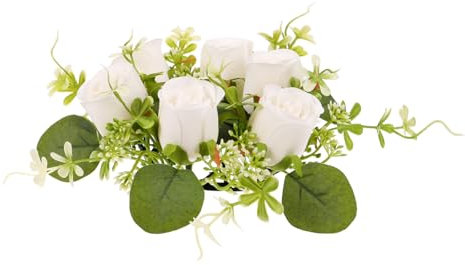 Supvox Kerzenringkranz Aus Künstlichen Blumen Für Partydekoration Und Hochzeitstische Blumenkerzenringe Mit Blättern Für Säulenkerzen Minikranz Als Tischkranz Oder Türkranz