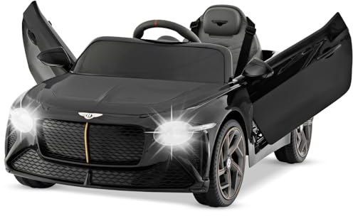 COSTWAY Bentley Elbil för barn, 12 V barnfordon med fjärrkontroll, ljus och musik och USB, elektrisk barnbil, elfordon för barn från 3 år (svart), FC32313PQDE