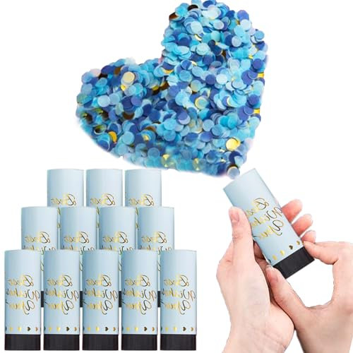 TNBRUA 12 Stück Konfettikanonen, Party Popper, Rosen Konfetti, Party-Papierkanonen-Shooter, Einfach & Sicher zu Bedienen, Konfettiregen für Hochzeit, Geburtstag, Weihnachten, Partyzubehör (Blau)