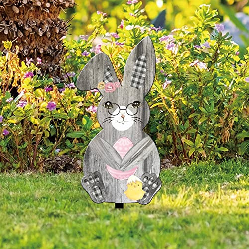 Gartenstecker Gartendeko Osterhas Garten Hasen Deko Osterdeko für Draußen Stecker Ostern Acryl Ostern Kaninchen Statue Ornament Frühlingsdeko Osterhasen Figuren Osterdekoration Außen (A-b, One Size)