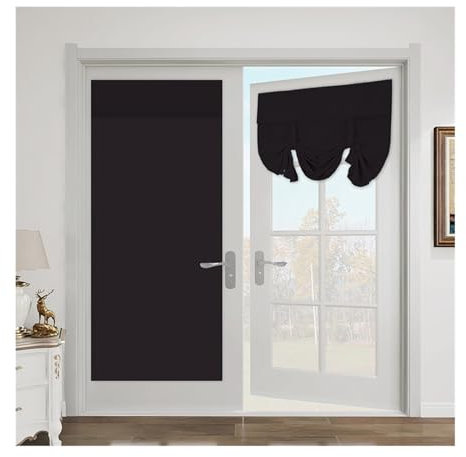 Krawatte Jalousie Vorhang Panels Türvorhang for Binden, Türvorhang for Terrassentür, Seitenlicht, Glastür, Rollo for Schutz der Privatsphäre Fenstervorhang ( Color : Black , Size : VELCRO_W26 X L72 IN