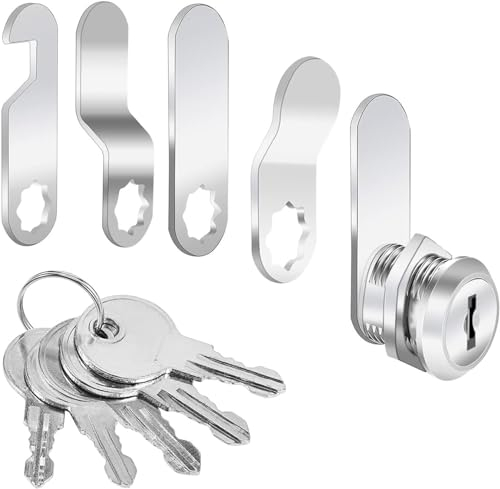 Serrure de casier, serrure de boîte aux lettres 5 clés, serrure de meuble livrée avec 5 plaques de verrouillage différentes, pour portes d'armoires, meubles, 16 mm