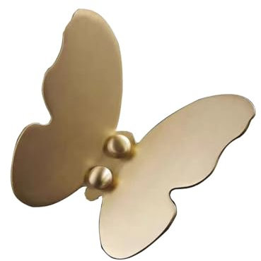 Türhänger, Wandhaken, doppelter Hut-Kleiderhaken, Wandmontage, gebürstetes Gold, kreativer Schmetterlingshaken aus massivem Messing, doppelte Zinken-Kleiderhaken und Türhaken, Schal, Tasche (Farbe: 1