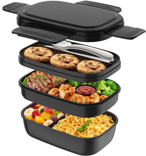 HOMETALL Bento Box Adult, Lunch Box Containers for Men Women with 8 Compartments, Lunch Containers with Utensils, 51 OZ/1900ML, Microwave & Dishwasher Safe