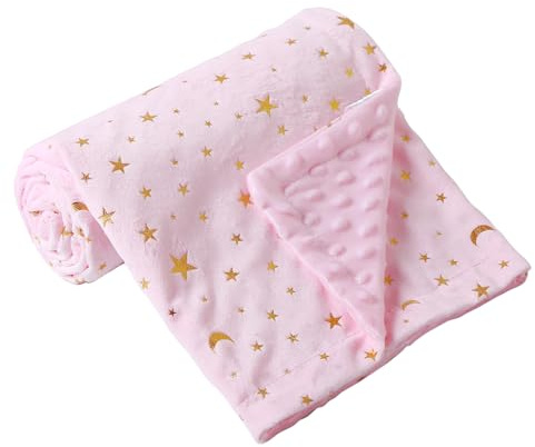iEvolve Baby Blanket Ultra Soft Double Layer with Dotted Backing Receiving Blankets Toddler Baby Nursery Bed Blankets Shower Gifts(Pinkstar,80 * 120cm)