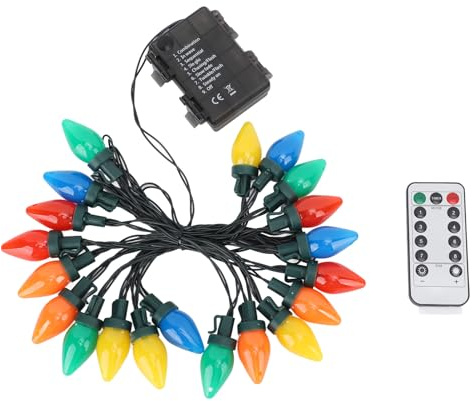 NOENNULL Guirlande Lumineuse de Noël à LED C9 16,4 Pieds 20 LED étanche C9 Fraise Lumières de Noël pour Extérieur Intérieur Extérieur Patio Décoration de Fête de Mariage