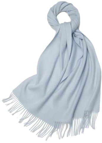 Damen Wollschal Quasten Wärme Kaschmir Schal, hellblau, One size