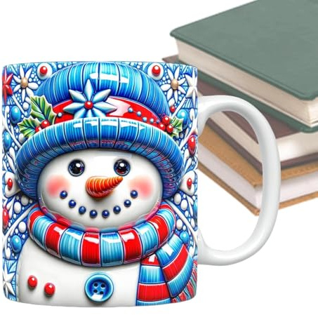 -Weihnachtstassen, Keramiktassen, 350 ml weihnachtlicher -Kaffeebecher aus Keramik, Heiße Teetassen, Reise-Eismilchbecher für Milch, Eiswasser, Saft, Kaffee, Tee