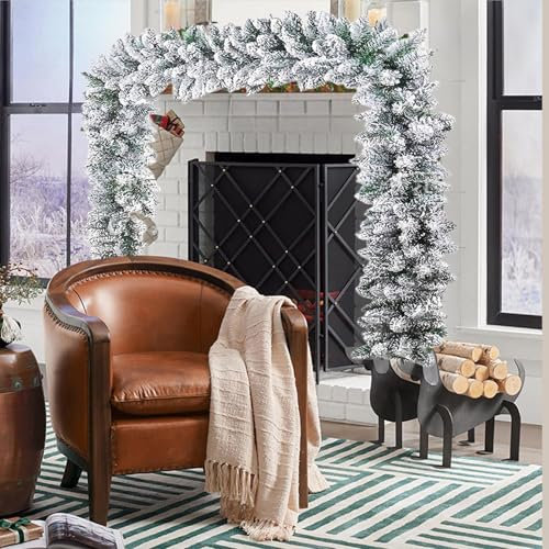 Generic Christmas Garland Sale Snow Flocked Artificial Snowy Winter Frosted White Cedar Garland Decorative Xmas Party Gifts