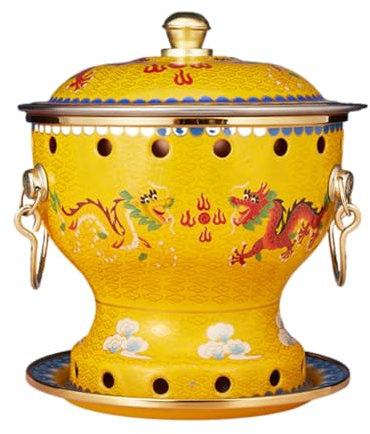 OYWEHECE Einzelne Person, Kleiner Kupfertopf, Alter Pekinger Kleiner Dicker Kuh-Hot Pot, Chinesischer Traditioneller Cloisonné-Hot Pot, Kommerzieller Alkoholanteil, Roter Kupfer-Hot Pot,C