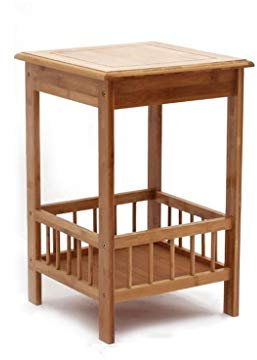 Modern Small Table Natural Material Bamboo Side Table is Now Simple Bedside Table Living Room Corner Multi-layer Organizer Easy Installation Living room and bedroom, terrace (Color : B) Full moon