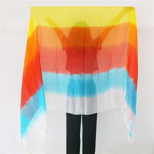 Belly Dance silke scarf magdans silke slöjor 200 cm 250 cm 270 cm handkastad halsduk sjal gul orange rosa lila gradient plusstorlekar. Äkta silke magdans slöja silke halsduk (färg: 06, XXL-300 cm--114