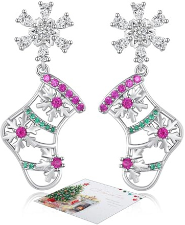 HEEYA Ohrringe Weihnachten Ohrringe weihnachtsbaum Weihnachtsohrringe Damen mit Glänzende Zirkon Baumelnde Ohrringe Silber S925 Weihnachtsschmuck Geschenk Weihnachten Ohrstecker