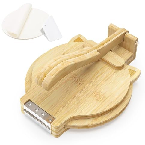 Tortilla Press 10 Inch- with 50pcs Parchment Paper and Dough Scraper-Quesadilla & Tortilla Makers, Homemade Mexican Tortillas, Roti, Burritos, Taco and Calzones,for Home Baking Cooking