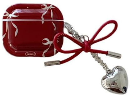GULVQYF Custodia per auricolari Airpods 4 con portachiavi, elegante motivo a fiocco, resistente alle cadute, antiurto, cover morbida per auricolari per donna/ragazza (B)