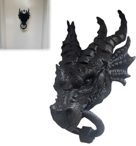 Drachenkopf-Statue, Türklopfer, Gothic, Drachengesicht, Dekoration, Wandbehang, Ornament für Zuhause, Büro