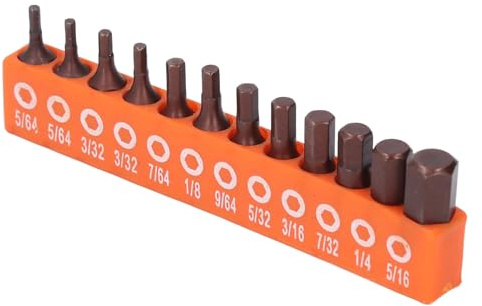 12Pcs Hex Bit Set Imperial Shank Drill Electric Screwdriver S2 Alloy Steel 25mm with Storage Holder for Handcraft Enthusiasts