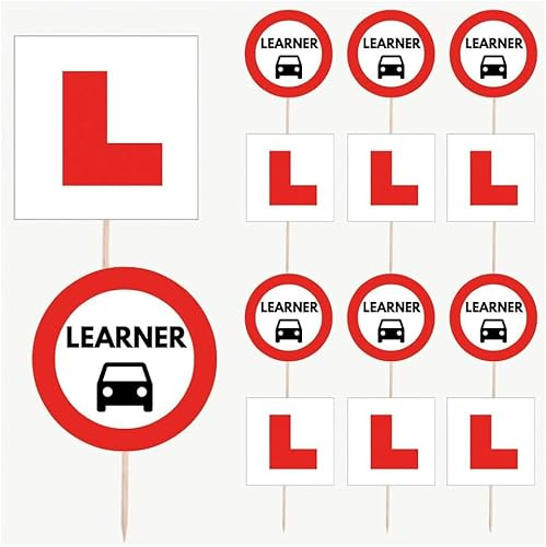 AK Giftshop Learner Driver L Plates Party Food & Cupcakes Picks Decorations Toppers (pack of 14)