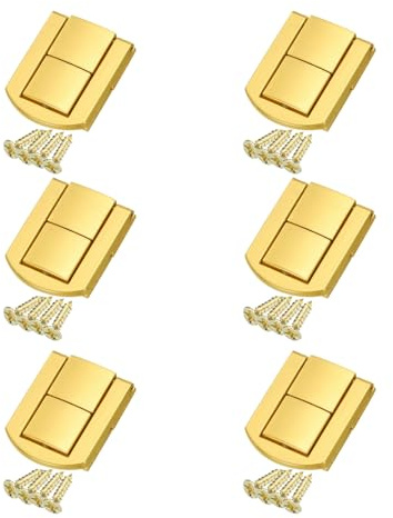 sourcing map 6pcs Toggle Catch Lock, 1.2 x 1 Hasp Lock Latch Mini Hasp Clasp with Mounting Screws for Jewelry Box Gift Box Wooden Cabinet, Gold