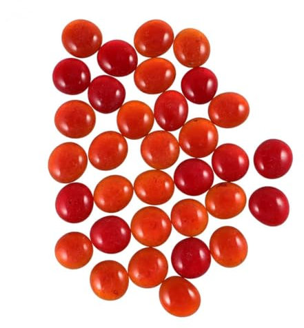 sporful Lot de 100 perles plates rouges avec 17 graviers décoratifs transparents pour décoration d'aquarium, fournitures artisanales faites à la main