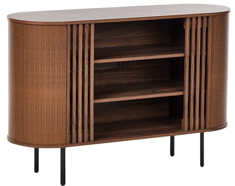Beliani Aparador de Tablero de partículas Patas de Metal Estilo Retro Sala de Estar Muebles de almacenaje marrón Oscuro Taroon