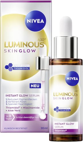 NIVEA LUMINOUS630 Skin Glow Instant Glow Serum, mycket effektivt, lätt ansiktsserum för strålande och jämn hud, ansiktsvård med tiamidol, niacinamid och aloe vera (30 ml)