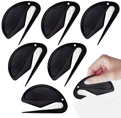 6 Stück Brieföffner,Folienschneider,Folienmesser,Letter Opener,Folienmesser Folienschneider Mit Metallklinge,Versteckte Klinge,Sicher Und Effektiv,Für Verpacken Post Und Papier Schneiden Schwarz