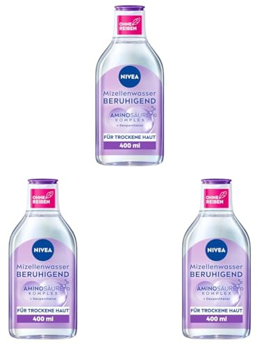 NIVEA Beruhigendes Mizellenwasser, Mizellen Reinigungswasser für sensible Haut, parfümfreies Gesichtswasser mit Dexpanthenol und Aminosäurekomplex, feuchtigkeitsspendende Gesichtsreinigung (400 ml)