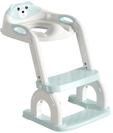 Toilettentrainingssitz für Kleinkinder, 2-in-1 verstellbarer Kinder-Toilettensitz mit rutschfestem Tritthocker & Spritzschutz, weich gepolsterter Töpfchentrainer für Jungen und Mädchen