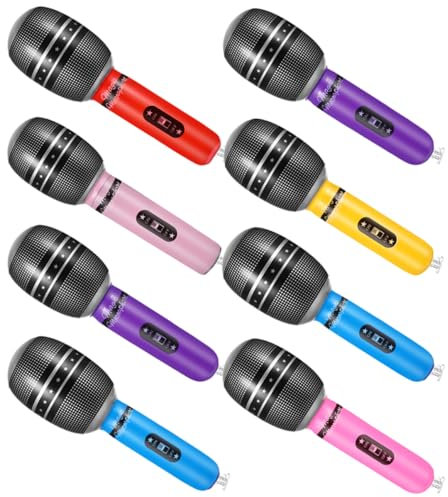 Gogogmee 8 Pièces Microphone Gonflable Accessoires de Jeu de Rôle Microphones Simulés pour Fêtes et Performances Mixte pour Animations