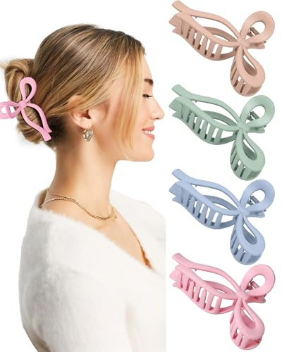 Blooms 4 Stück Haarklammer Schleife, Haarklammer Schmetterling Haarspangen Damen Rutschfest Haarspange Schleife Butterfly Hair Clips 11cm Haarschmuck für Damen und Mädchen