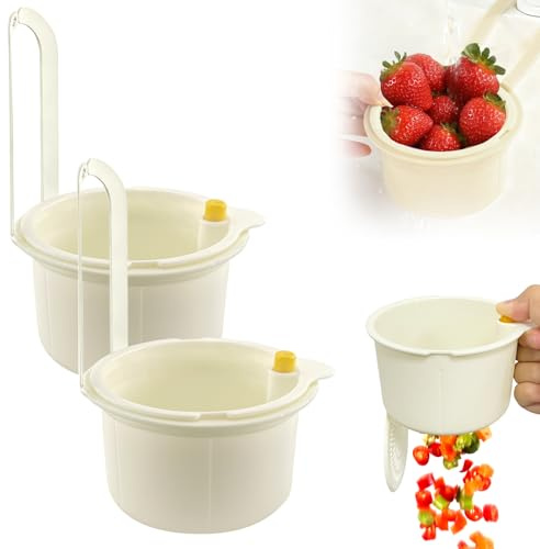 2er Set Sieb für SpüLbecken, Wasserhahn Hängesieb Spülbecken, Snap-Button Kunststoff Abtropfkorb, Abnehmbare Waschbecken Sieb, für Waschen Organizer in Küche (Weiß)