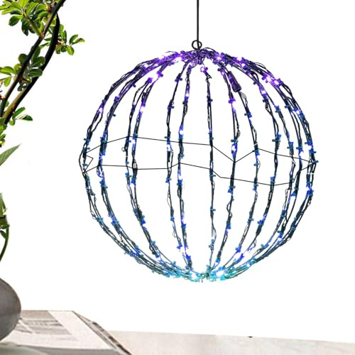 Illuminated Christmas Baubles | Christmas Lights Folding Balls | Festive Decorations Globe for Indoor Garden Terrace Night Tree