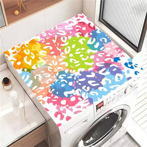 Highdi Housse de Protection pour Machine à Laver Top, Imprimé Léopard Coussin de Machine à Laver Antidérapant, Tapis de Protection pour Dessus Sèche-Linge Séchage Rapide (Coloré,30x40cm)