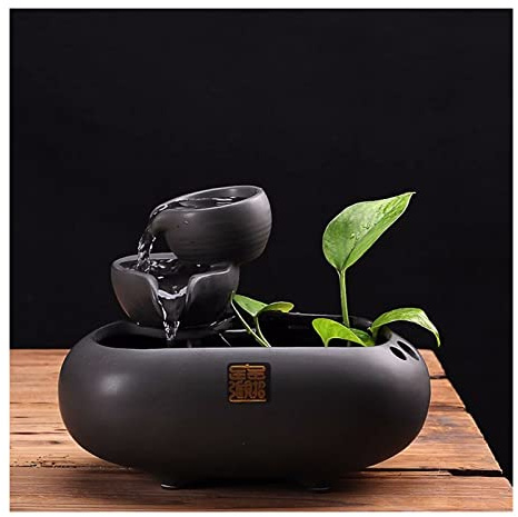 Fontana d'acqua da tavolo, fontana in ceramica a 2 gradini per interni per la decorazione di casa e ufficio, design zen, 17,8 cm di altezza