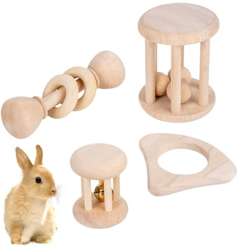 Giocattoli Coniglio per Interni | Giocattoli in Legno Naturale per Piccoli Animali,Forniture per Animali Gioco Interattivo Roditori Esercizio Allenamento | Casa Gabbia Giardino