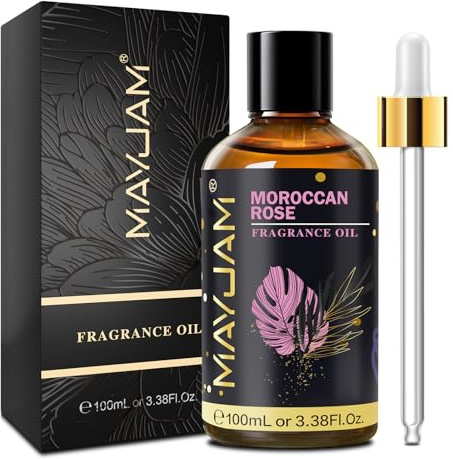 MAYJAM Moroccan Rose Fragrance Oil Essential Oil for Diffusers for Home | Premium Grade Moroccan Rose Oil for Humidifier, Long Lasting Scented Oil for DIY Bath Bomb, Soap Candle Making - 100ML