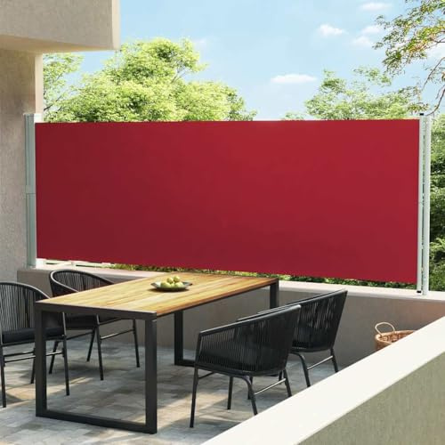 Bache Parasol,Auvent latéral rétractable de Patio 600x160 cm Rouge pour Terrasses, Balcons et Jardins