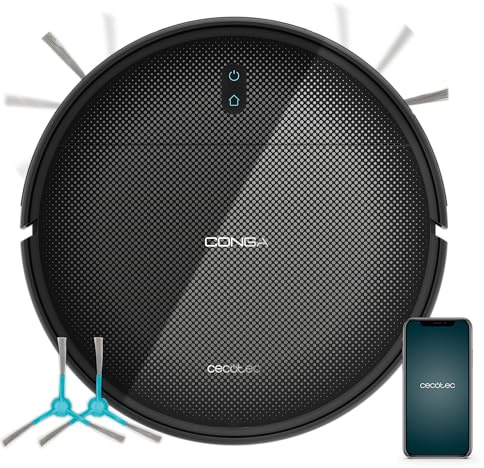 Cecotec Robot Aspirador con App Conga M10 Advance | Navegación Giroscópica Ordenada, Presión de Succión 3000Pa, Autonomía 150mins, Sensores Anticaídas y 2 Cepillos Laterales