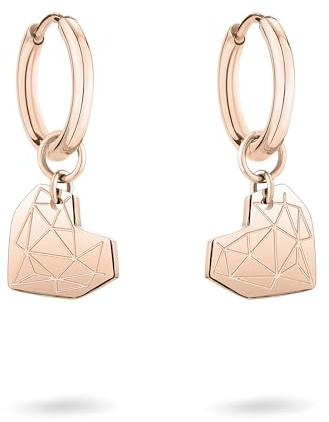 LIEBESKIND BERLIN Damen Creole – Ohrringe aus Edelstahl mit Broken Heart Motiv - Herz Anhänger - Eleganter Schmuck für jeden Anlass und das perfekte Geschenk