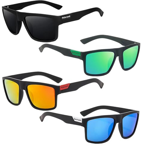 HTTDSLF 4 Pares Gafas de Sol Polarizadas Hombre Mujer, Gafas Deportivas, Lentes de Sol para Golf Ciclismo Pesca Running Deporte, Protección UV 400