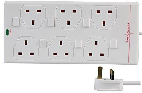 Pro Elec EXTENSION LEAD SURGE SWITCHED 6G WHT 10M