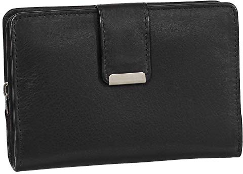 Ledershop24 RFID Damen Leder Geldbörse Portemonnaie Geldbeutel - Geschenkset + exklusiven Schlüsselanhänger - Farbe Schwarz