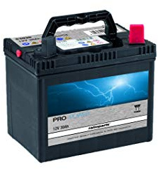 Ratioparts Starterbatterie U1R 12V 30Ah Ca bef?llt +Pol rechts Rasentraktor, schwarz