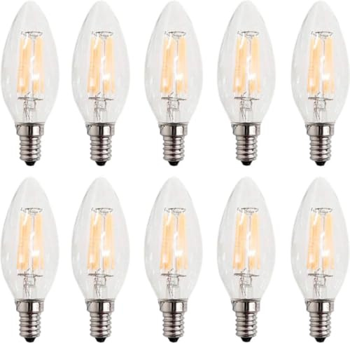 ZFQ E14 LED Dimmbar Lampe Kerzenlampe 600 Lumen Vintage Kronleuchter Glühbirne, 2700K Warmweiß, 6W LED Lampe ersetzt 60 Watt Birne, 10 Stück