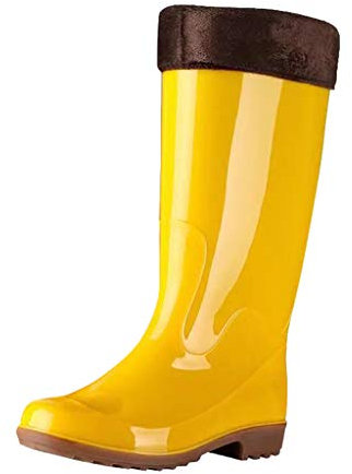 Yowablo Stiefeletten Herren Winter Warme Stiefel wasserdichte Lebensmittelstiefel, Regenstiefel, rutschfeste Regenstiefel (43 EU,Plus Samt-Gelb)