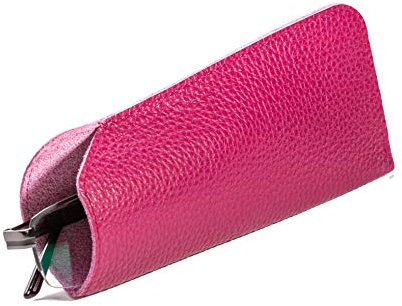 LuxCase Glasses case soft Helsinki” Genuine Leather Handmade Eyeglass Case Sunglasses Eyewear Protective Holder day glasses reading men women unisex ((Crimson)